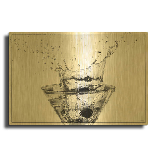 'Martini Splash 09' By Gordon Semmens Gold Metal Wall Art