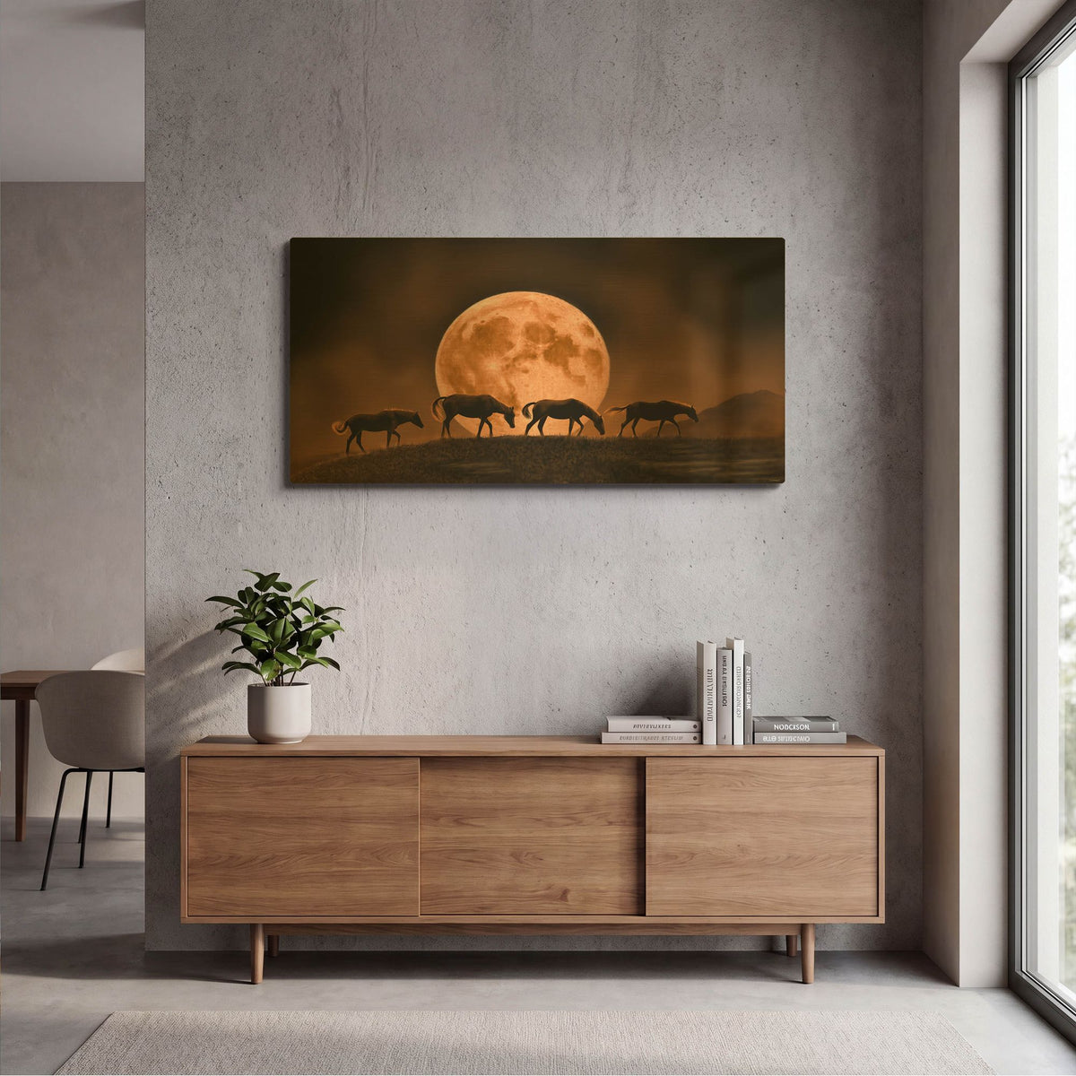 'Moonrise Over The Badlands' By Gordon Semmens Gold Metal Wall Art