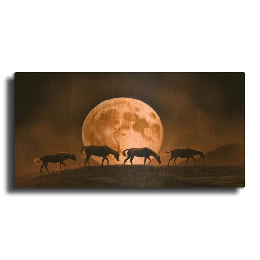 'Moonrise Over The Badlands' By Gordon Semmens Gold Metal Wall Art