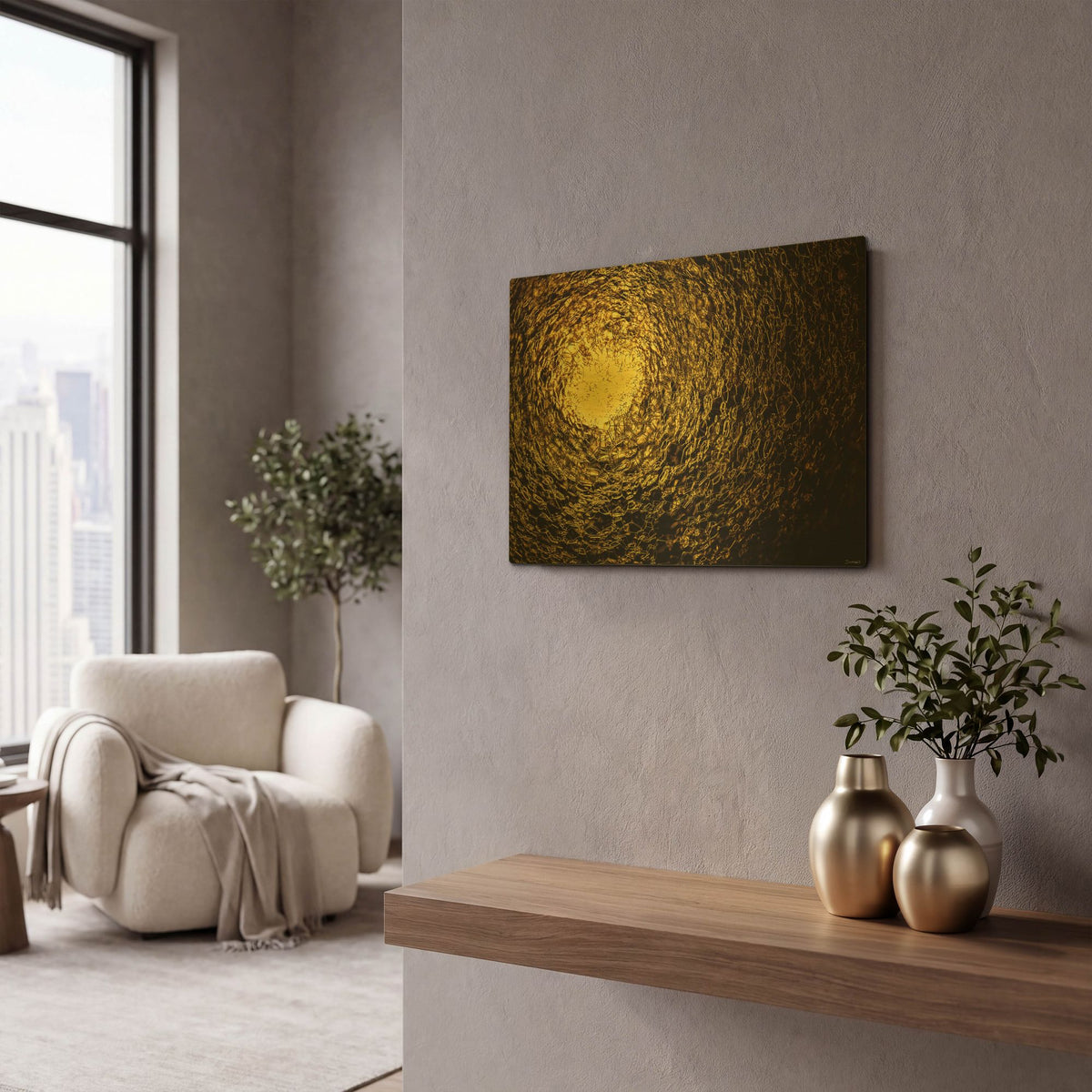 'Soap Suds 03' By Gordon Semmens Gold Metal Wall Art