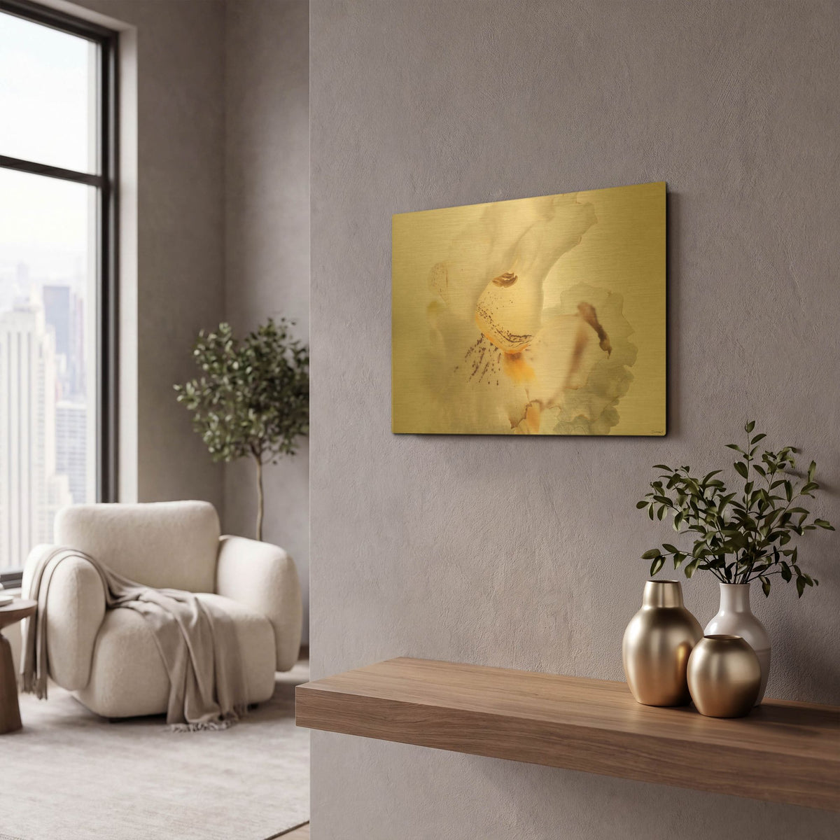 'Textures 21' By Gordon Semmens Gold Metal Wall Art
