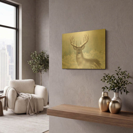 'Whitetail Winter Wonderland' By Gordon Semmens Gold Metal Wall Art
