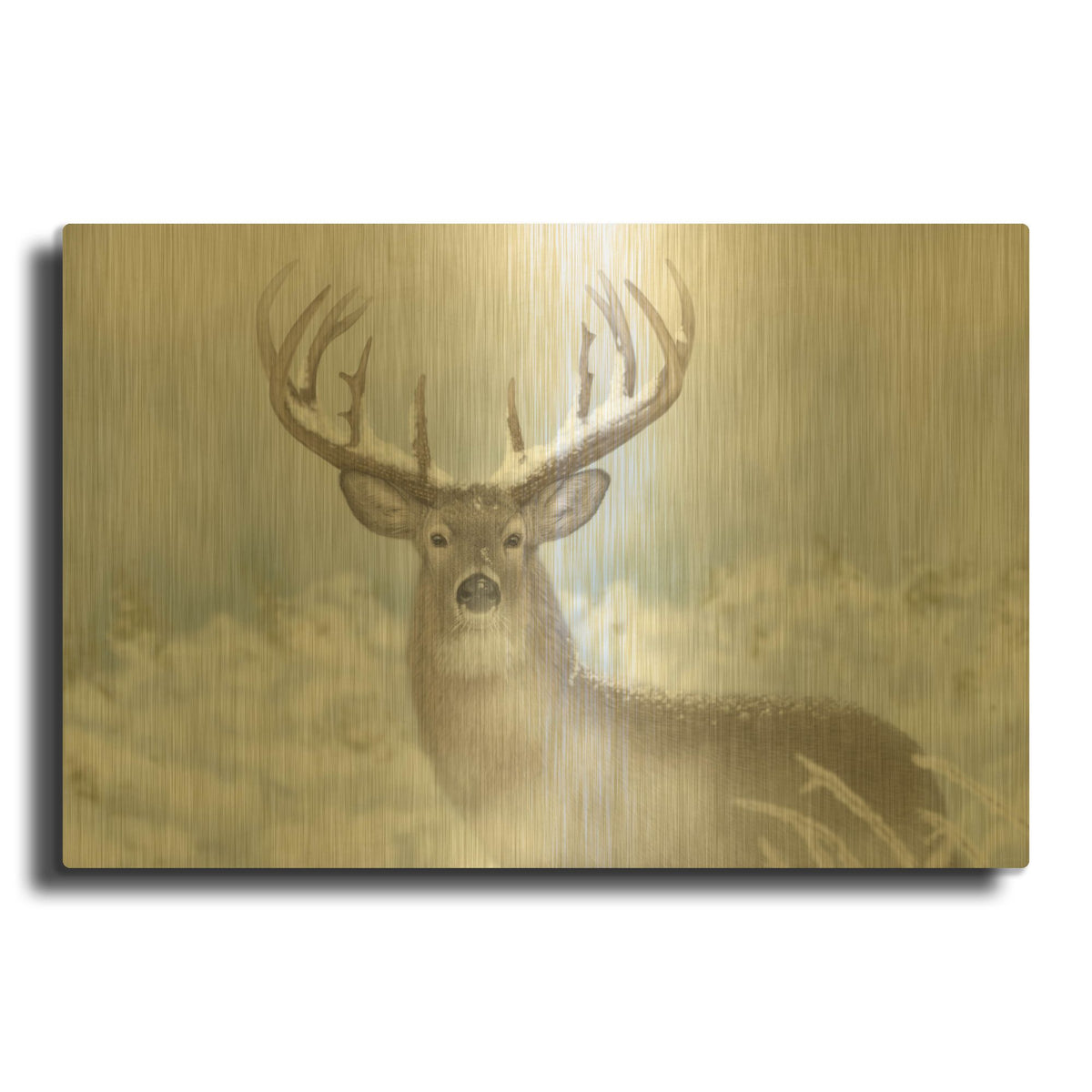 'Whitetail Winter Wonderland' By Gordon Semmens Gold Metal Wall Art