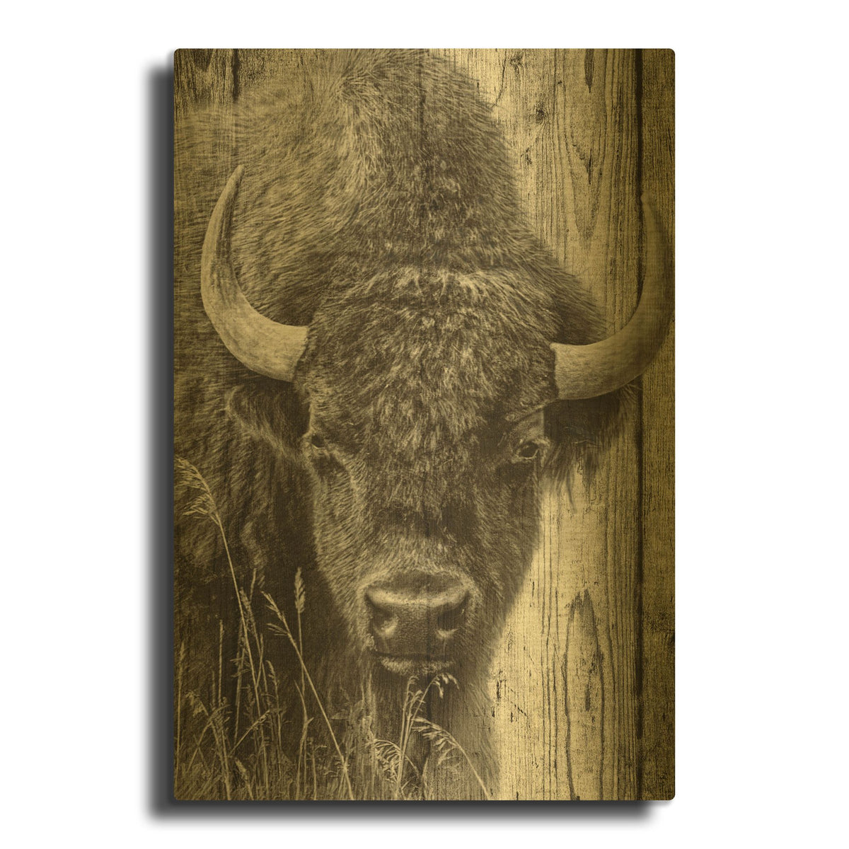 'Woodgrain Antiques 03' By Gordon Semmens Gold Metal Wall Art