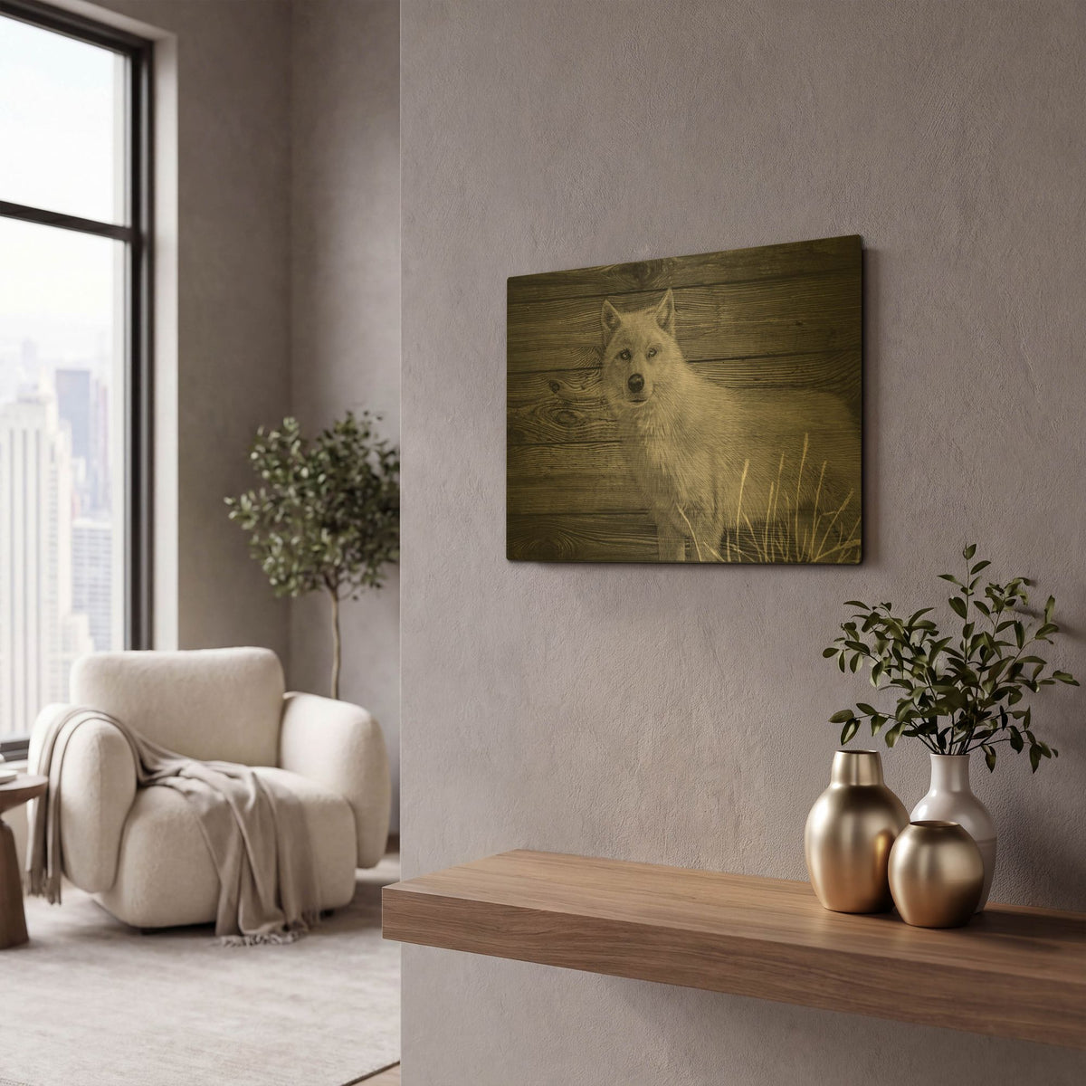'Woodgrain Antiques 14' By Gordon Semmens Gold Metal Wall Art