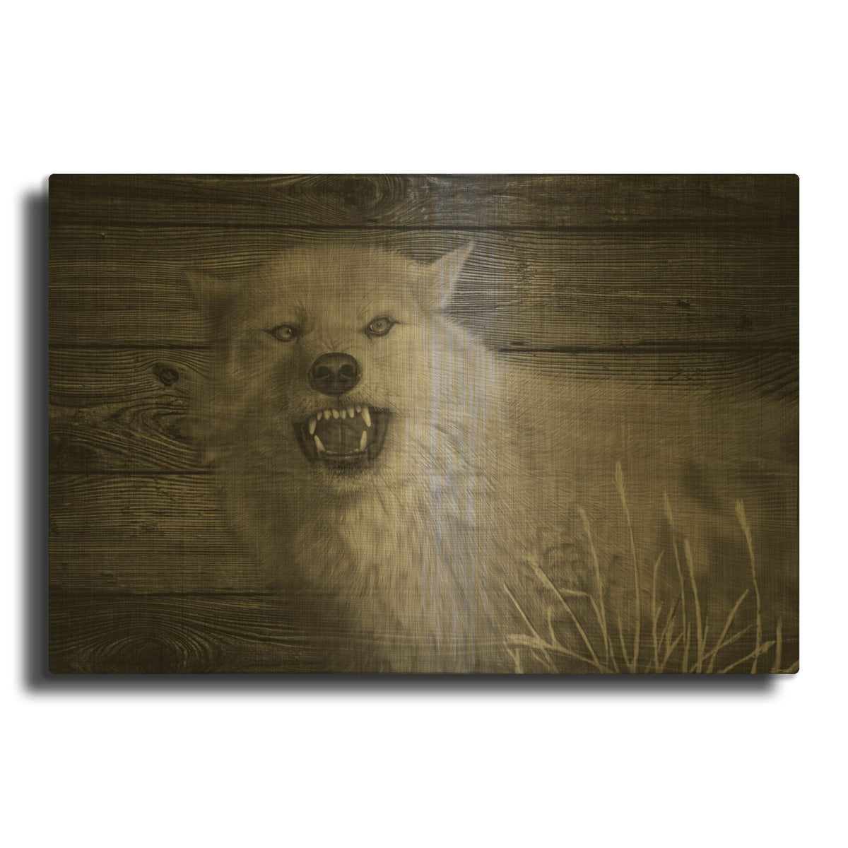 'Woodgrain Antiques 15' By Gordon Semmens Gold Metal Wall Art