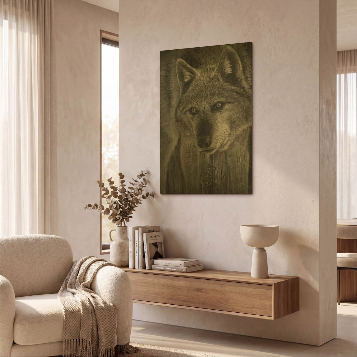'Woodgrain Antiques 16' By Gordon Semmens Gold Metal Wall Art