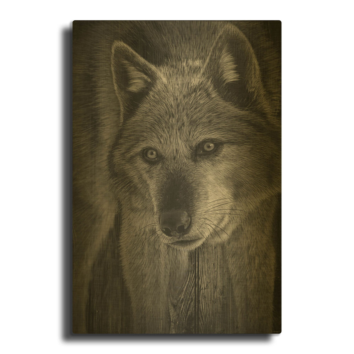 'Woodgrain Antiques 16' By Gordon Semmens Gold Metal Wall Art