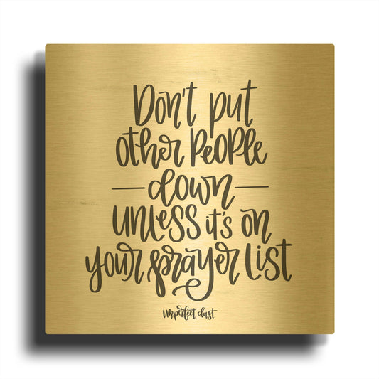'Prayer List' By Imperfect Dust Gold Metal Wall Art
