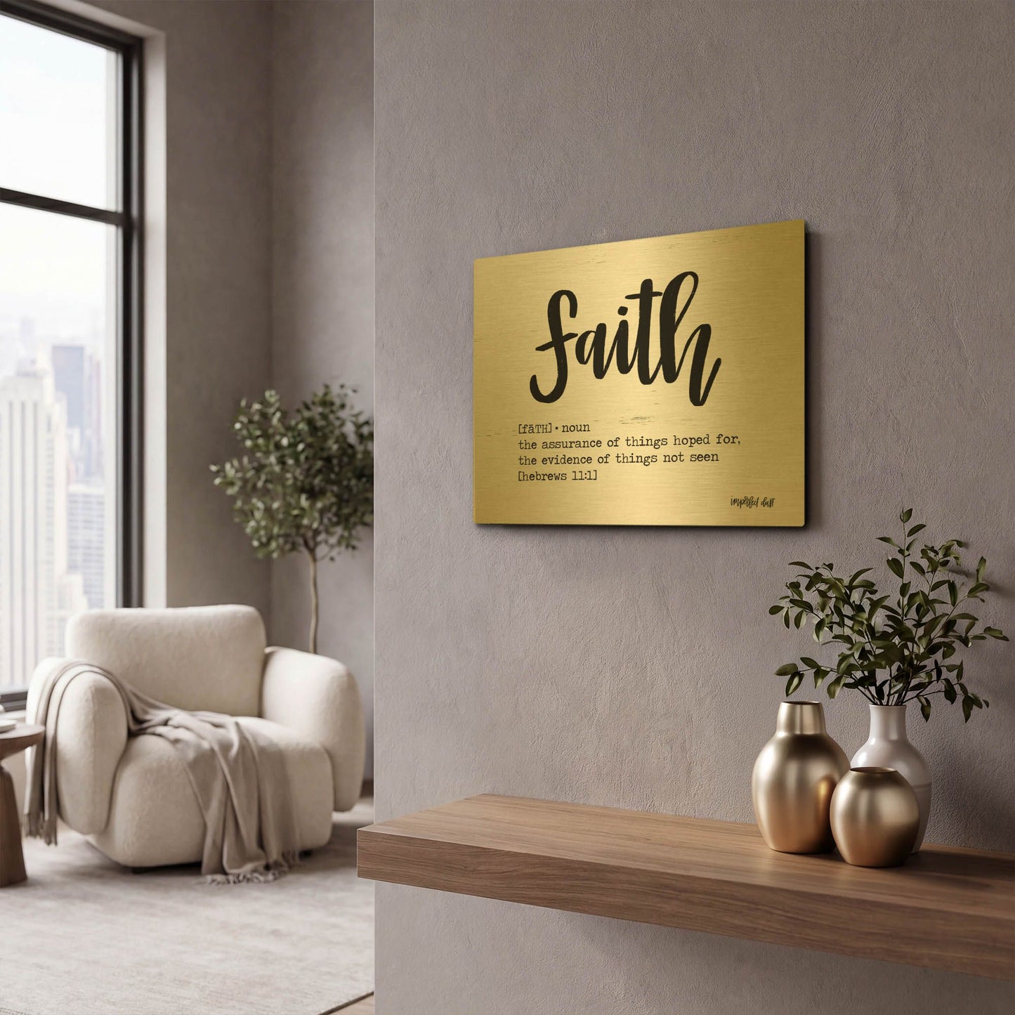 'Faith' By Imperfect Dust Gold Metal Wall Art