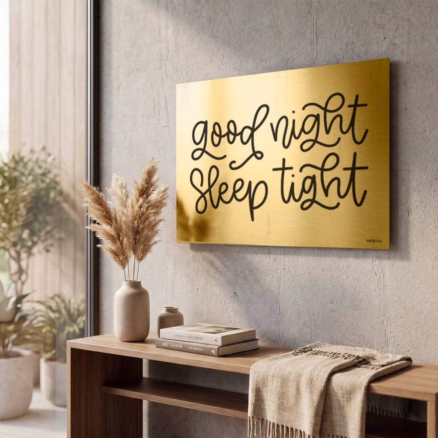 'Good Night, Sleep Tight' By Imperfect Dust Gold Metal Wall Art