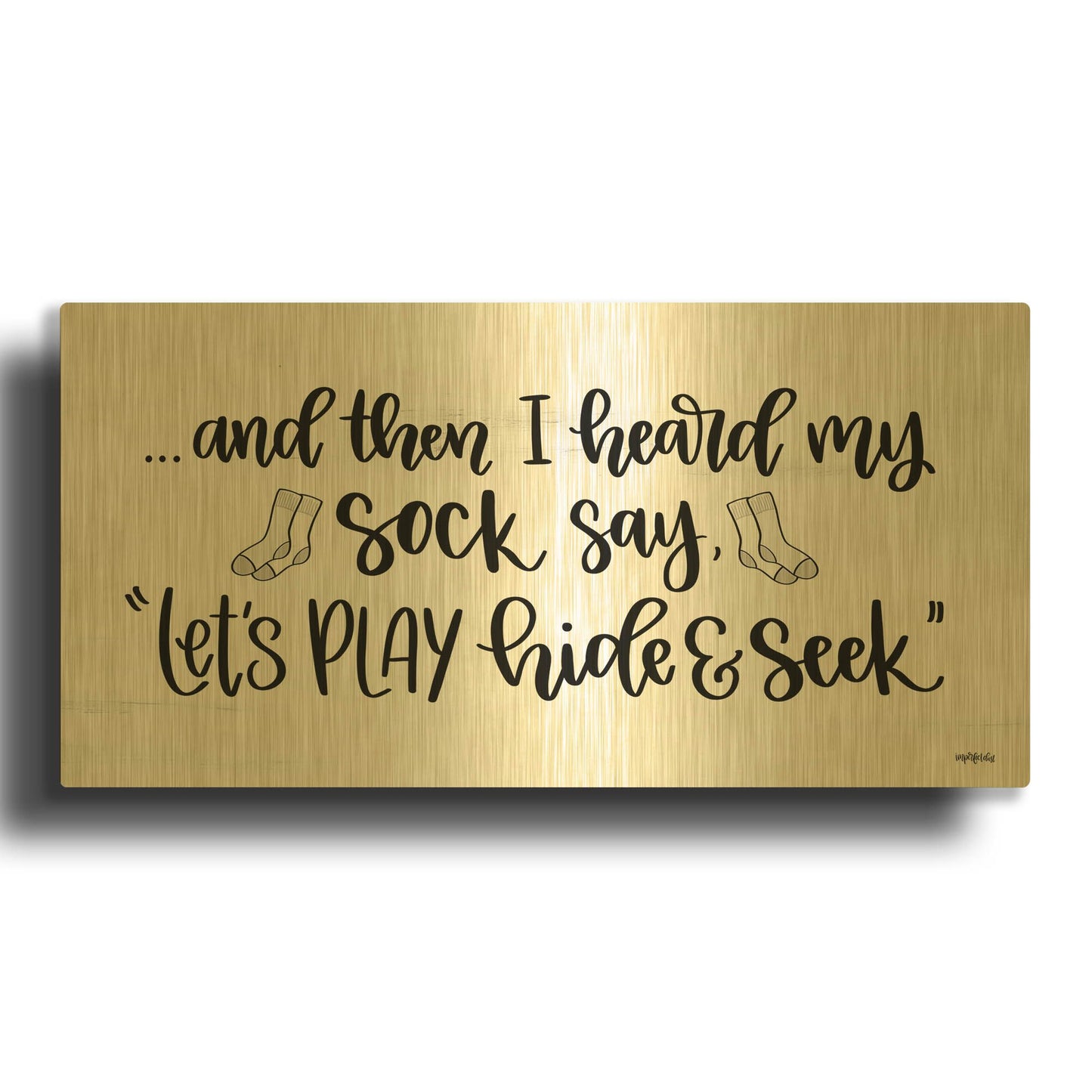 'Sock Seek I' By Imperfect Dust Gold Metal Wall Art