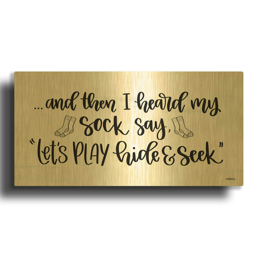 'Sock Seek I' By Imperfect Dust Gold Metal Wall Art