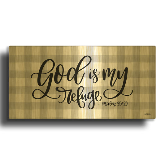 'God is My Refuge' By Imperfect Dust Gold Metal Wall Art