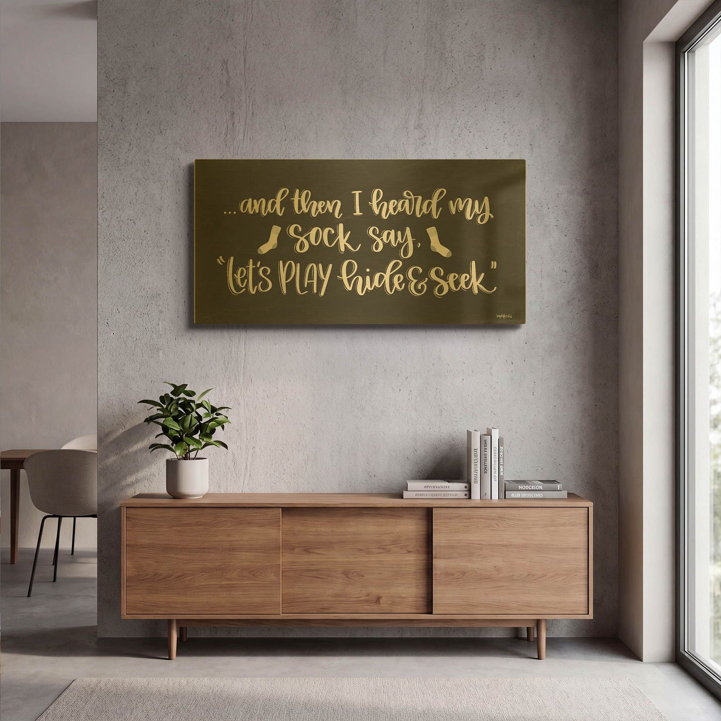 'Sock Seek II' By Imperfect Dust Gold Metal Wall Art
