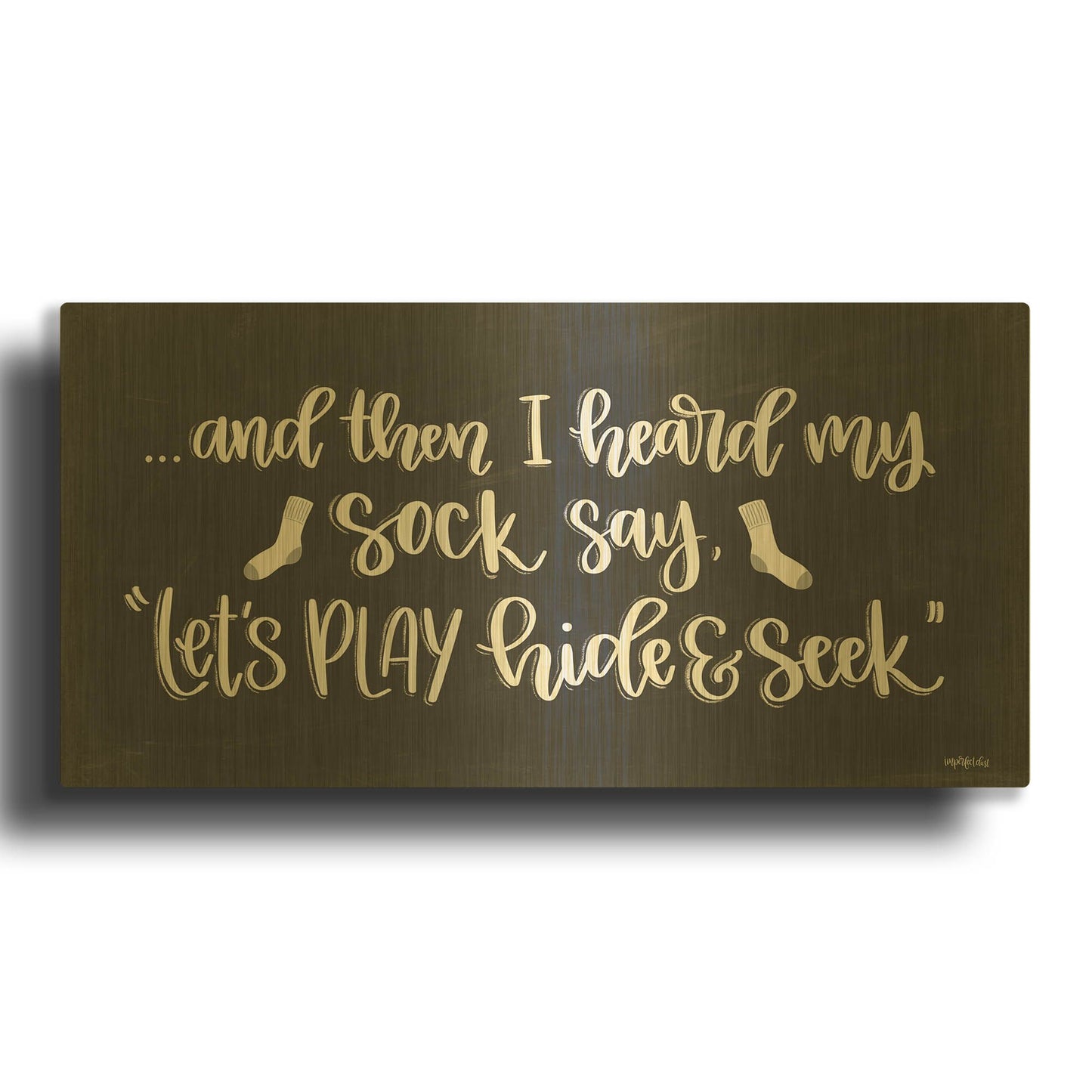 'Sock Seek II' By Imperfect Dust Gold Metal Wall Art