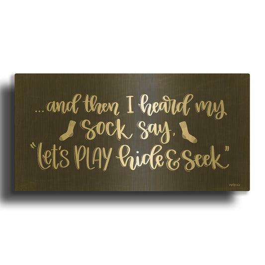 'Sock Seek II' By Imperfect Dust Gold Metal Wall Art