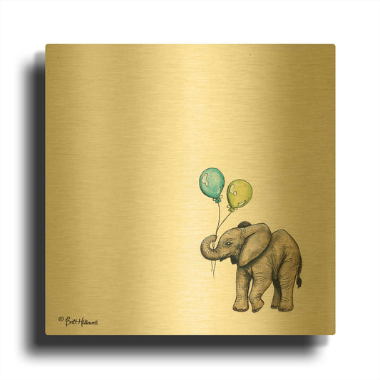 'Nursery Elephant' By Britt Hallowell Gold Metal Wall Art