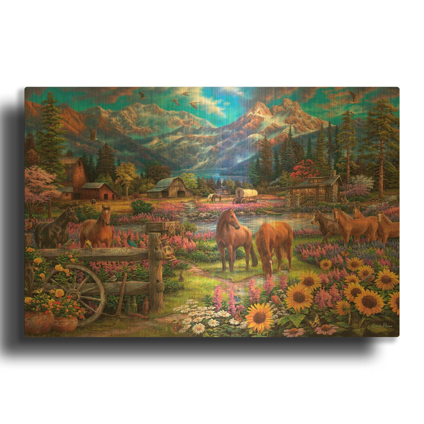 'Free to Roam' By Chuck Pinson Gold Metal Wall Art