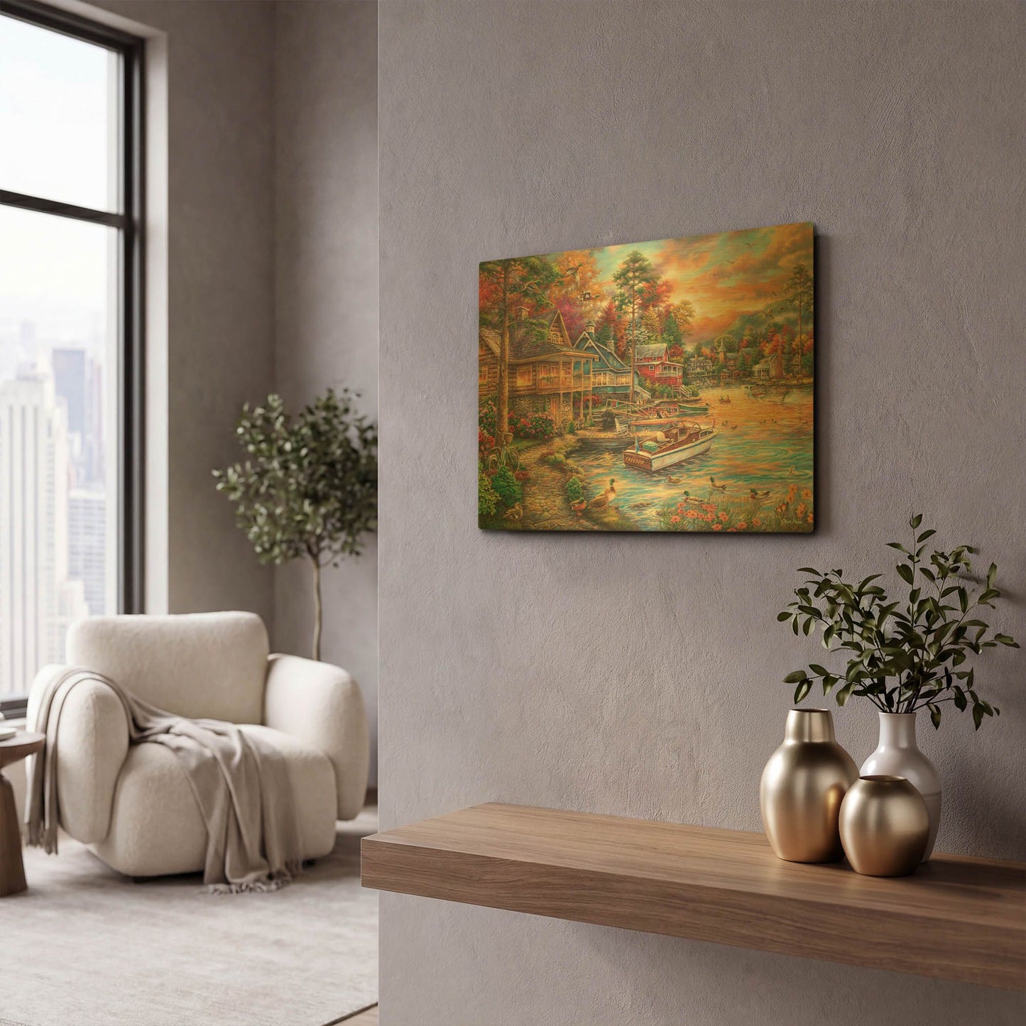 'Freedom at the Lake' By Chuck Pinson Gold Metal Wall Art