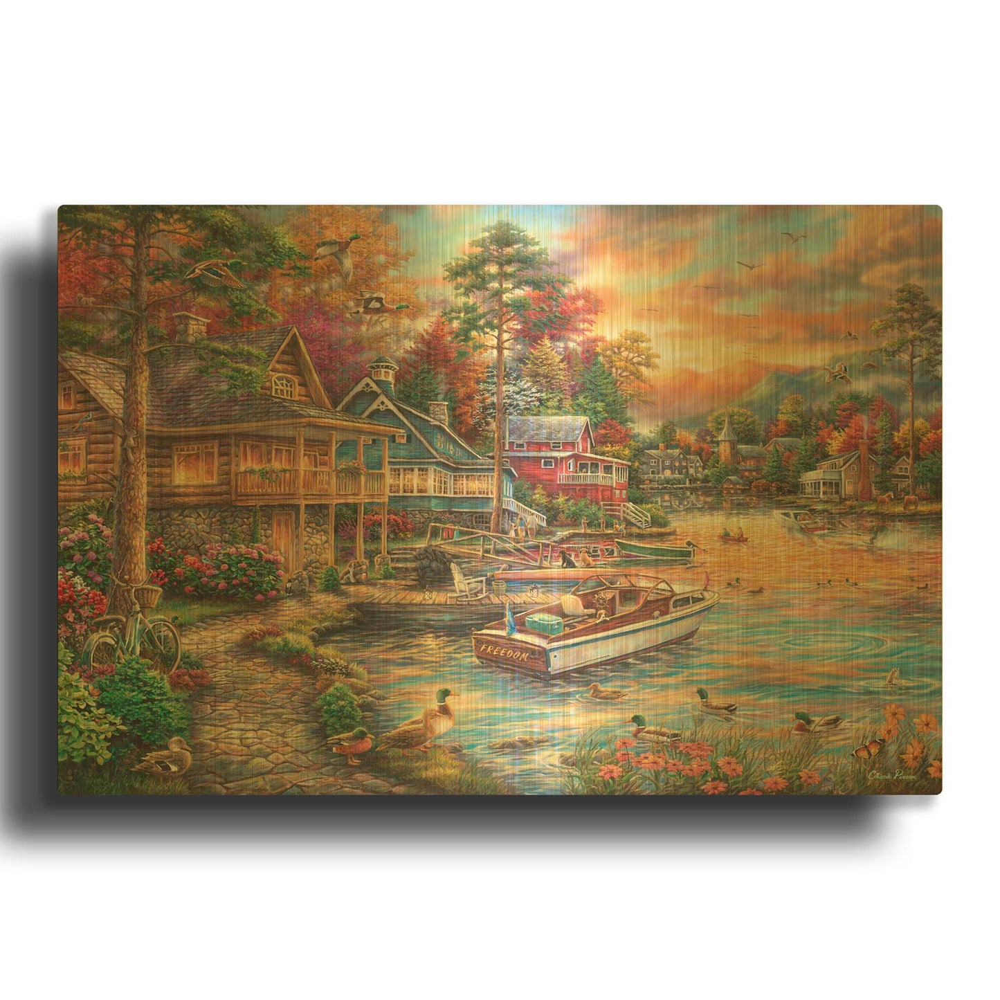 'Freedom at the Lake' By Chuck Pinson Gold Metal Wall Art