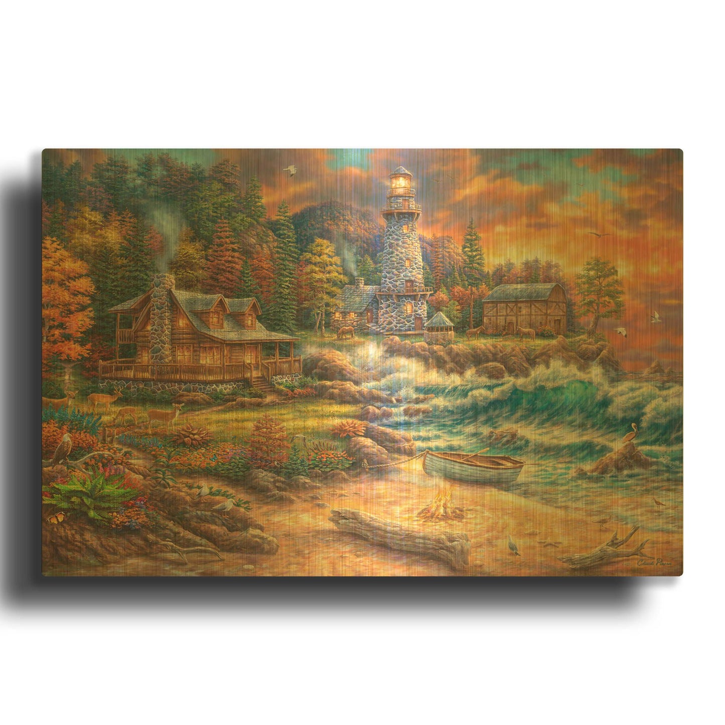 'Providence by the Sea' By Chuck Pinson Gold Metal Wall Art