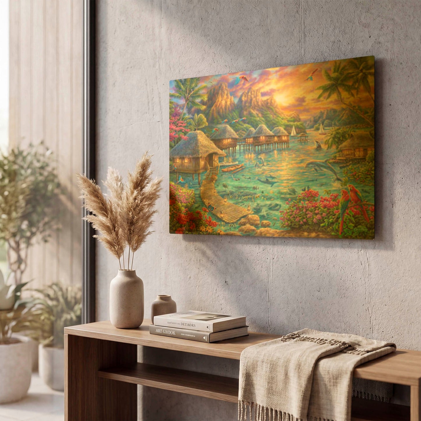 'Tropical Oasis' By Chuck Pinson Gold Metal Wall Art