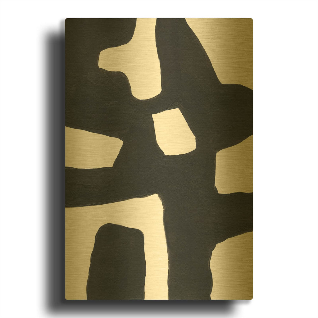 '1st and Main 1' By Bronwyn Baker Gold Metal Wall Art