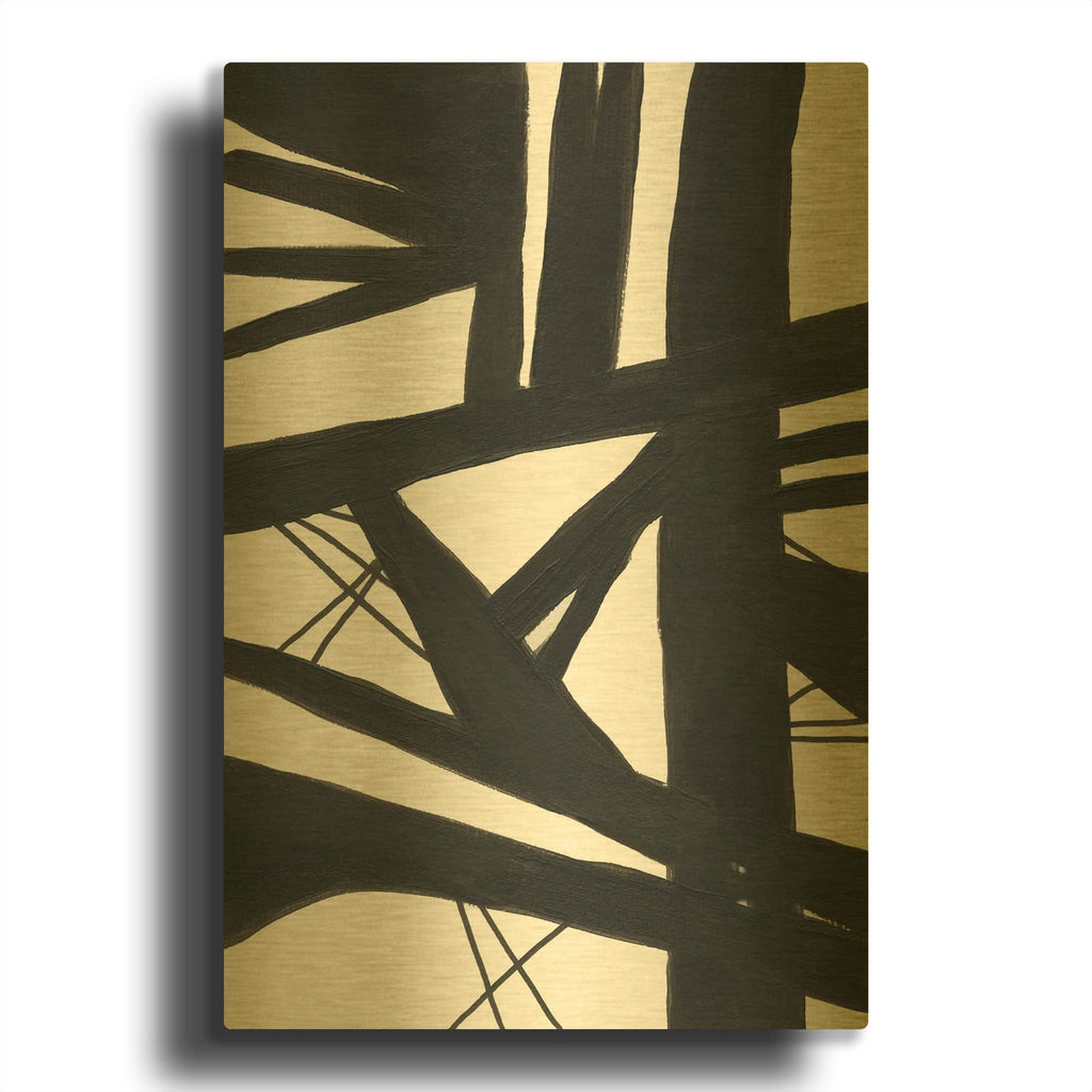 'Roadwork 1' By Bronwyn Baker Gold Metal Wall Art