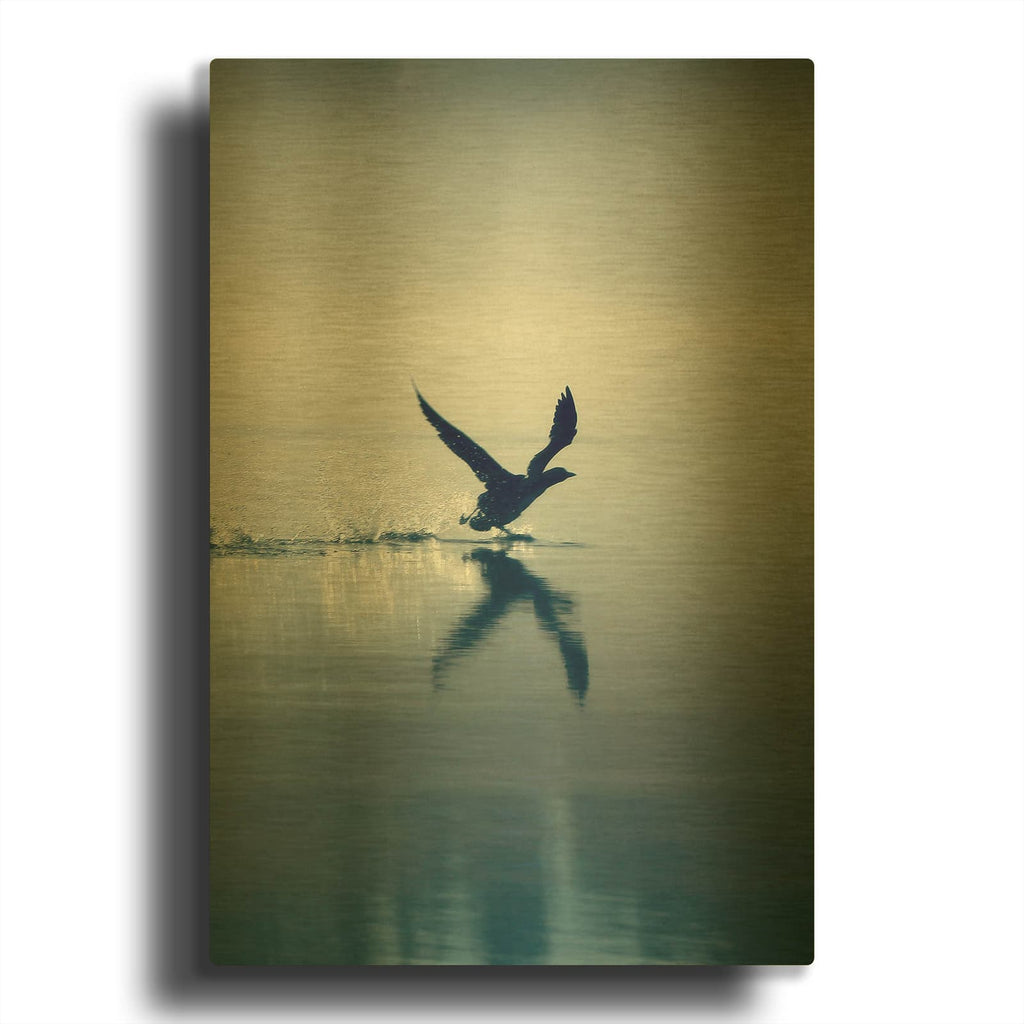 'Bird Taking Flight' By Design Fabrikken Gold Metal Wall Art