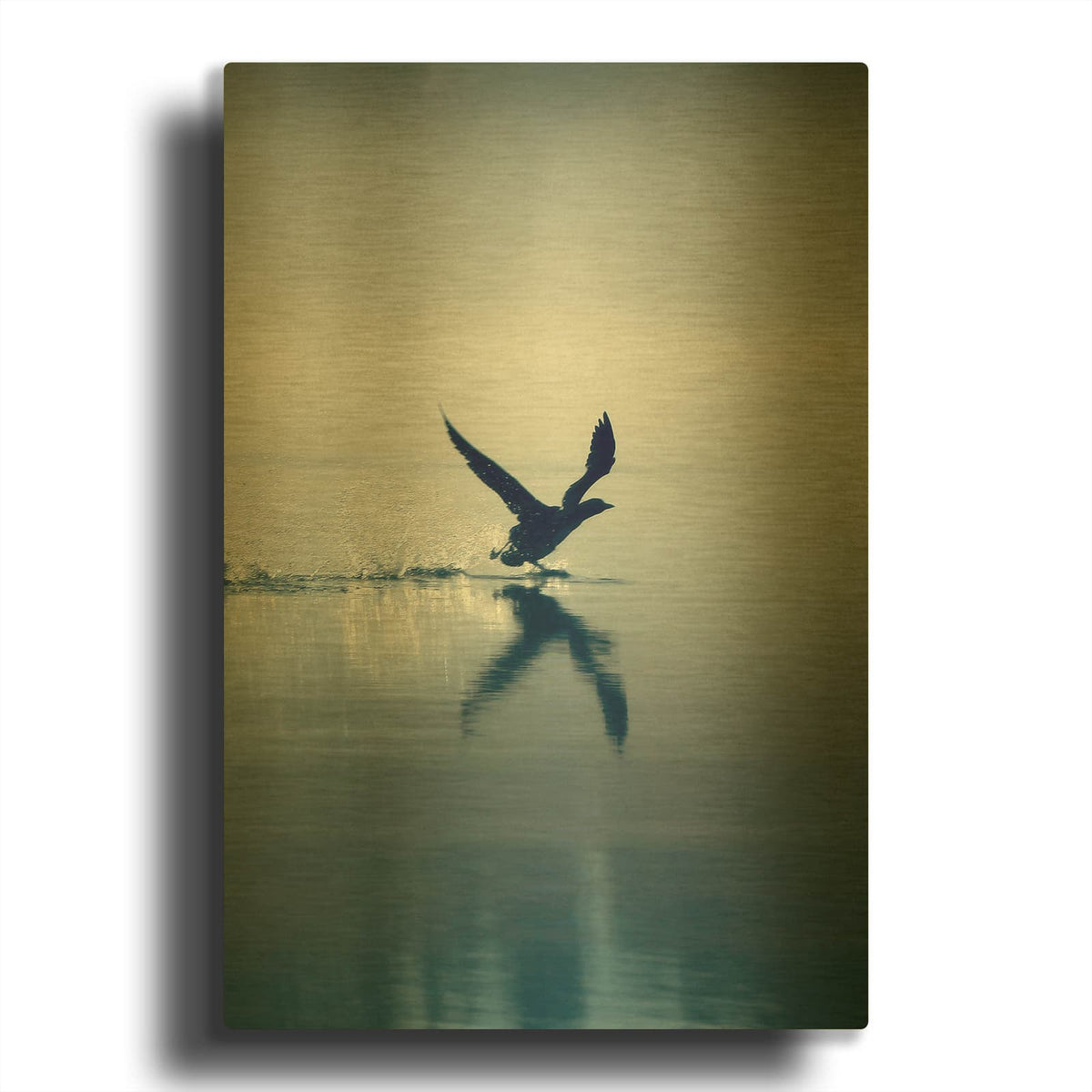 'Bird Taking Flight' By Design Fabrikken Gold Metal Wall Art