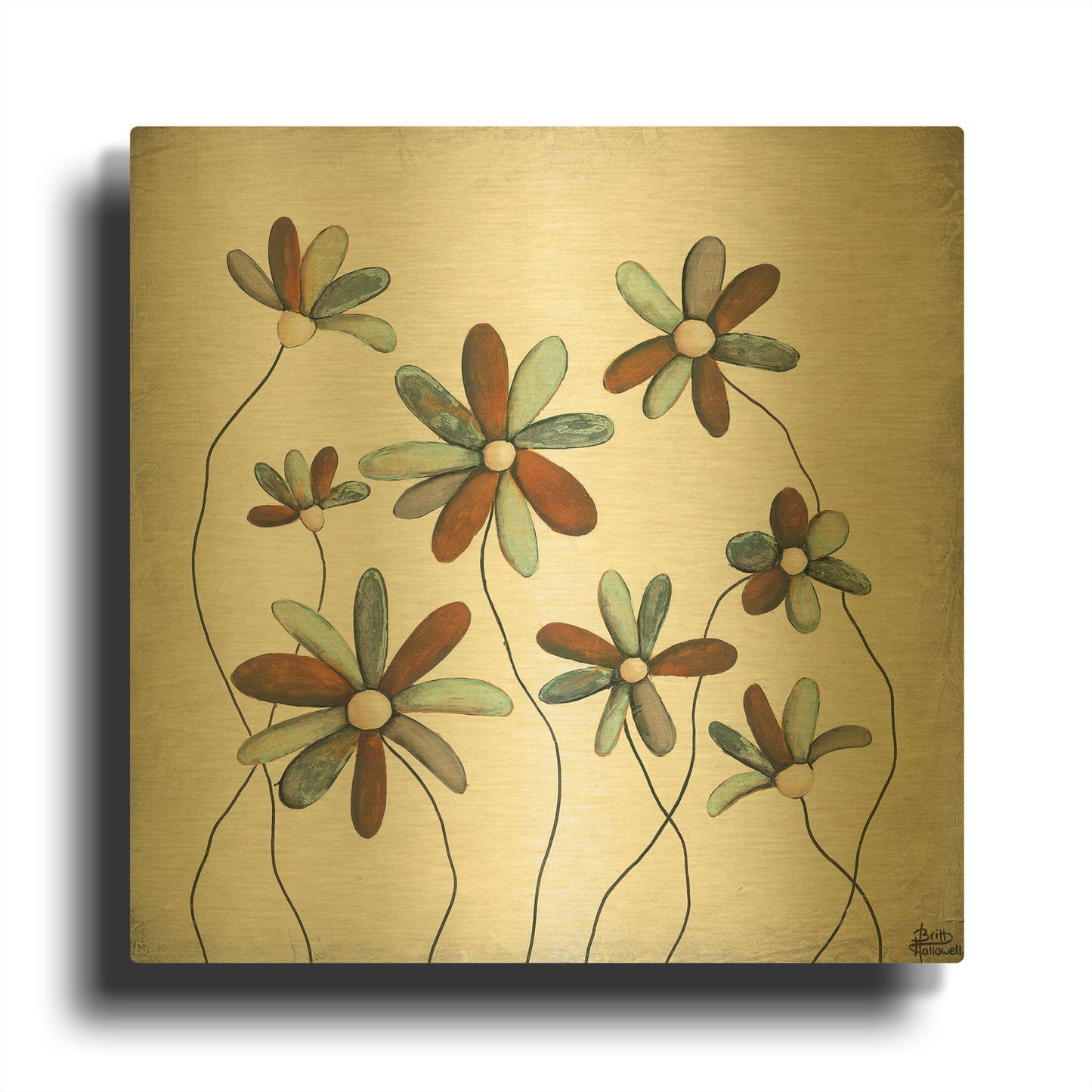 'Patina Petals I' By Britt Hallowell Gold Metal Wall Art