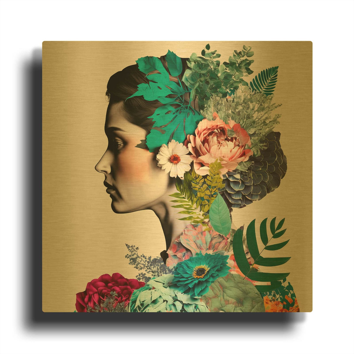 'Floral Profile' By Design Fabrikken Gold Metal Wall Art