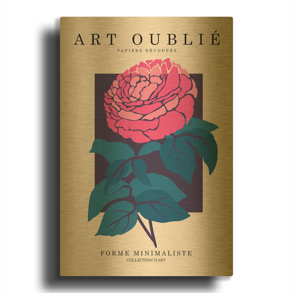 'Fuchsia Peony' By Design Fabrikken Gold Metal Wall Art