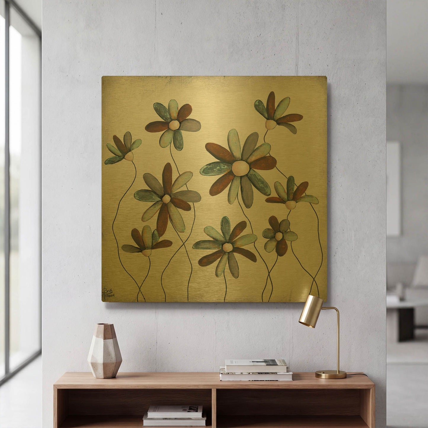 'Patina Petals II' By Britt Hallowell Gold Metal Wall Art