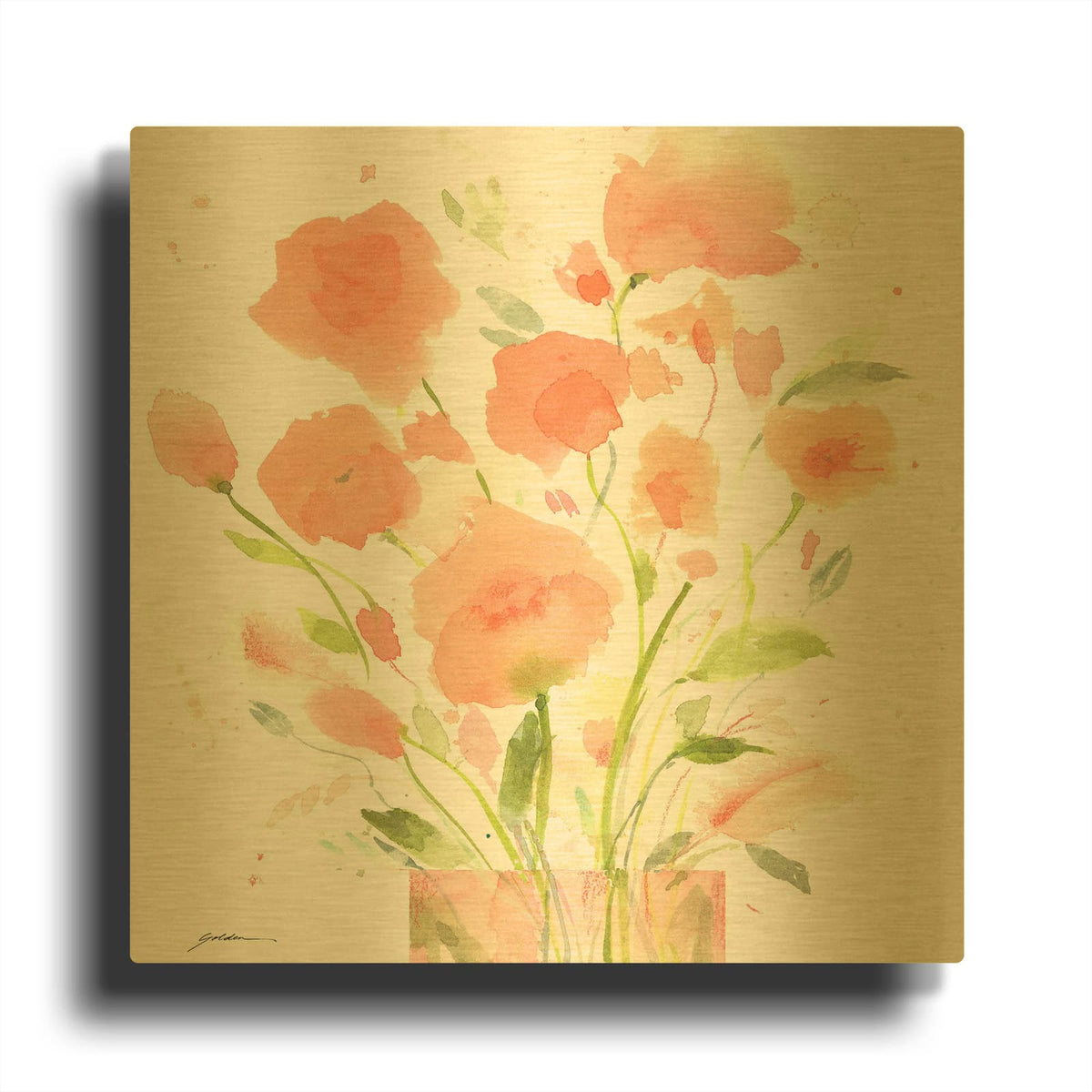 'Peach Fuzz' By Design Fabrikken Gold Metal Wall Art