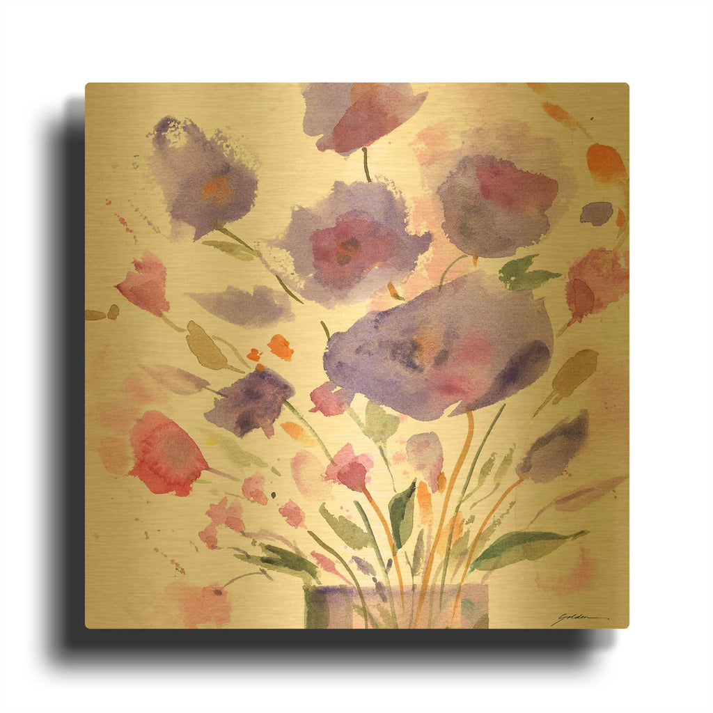 'Purple Vase' By Design Fabrikken Gold Metal Wall Art