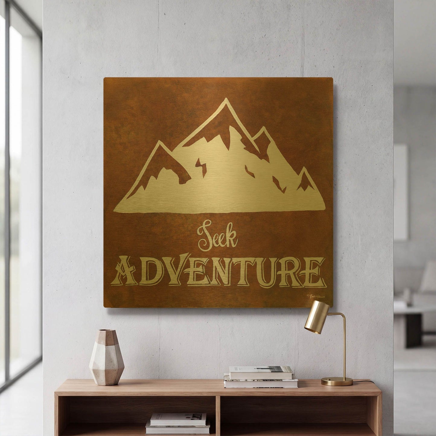 'Seek Adventure' By Britt Hallowell Gold Metal Wall Art
