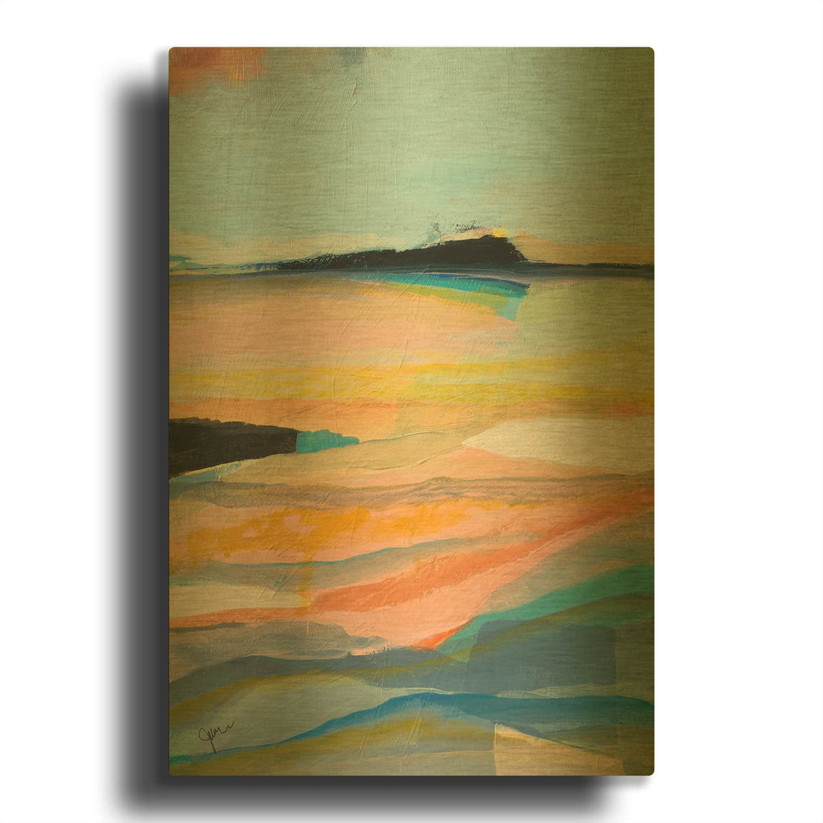 'Colorfield 12' By Jan Weiss Gold Metal Wall Art