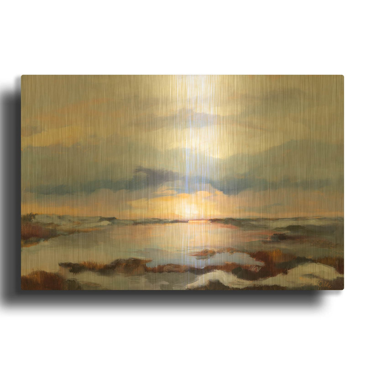 'Present Hour' By Odile Gold Metal Wall Art