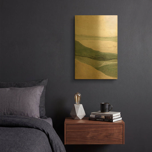 'Green Field' By Sheila Golden Gold Metal Wall Art