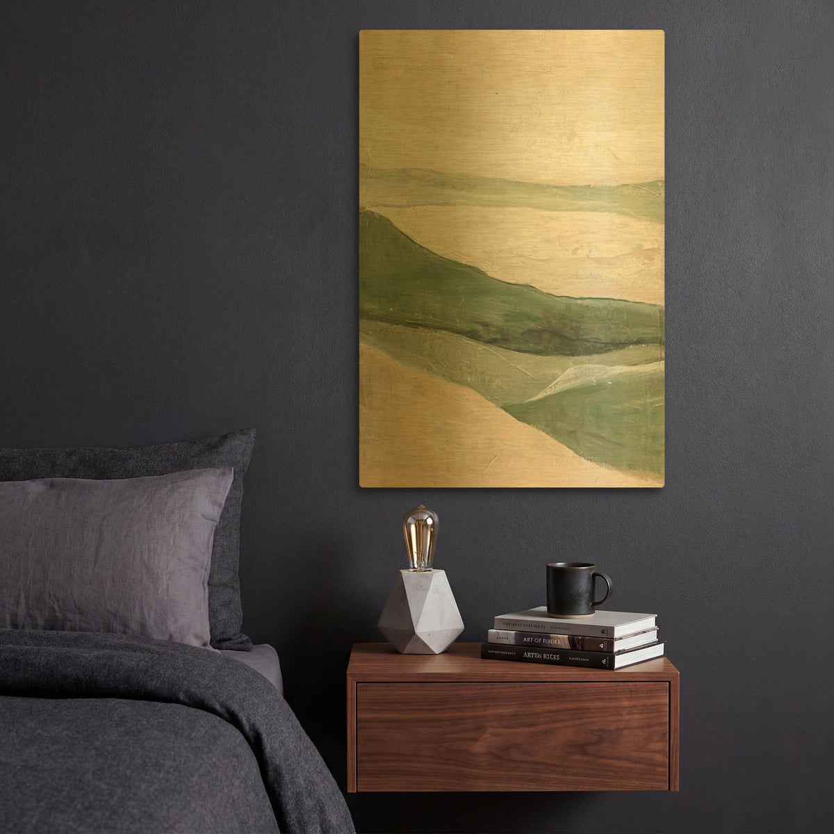 'Green Field' By Sheila Golden Gold Metal Wall Art