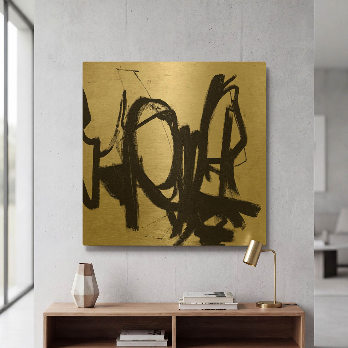 'Playblack 2' By Sheila Golden Gold Metal Wall Art