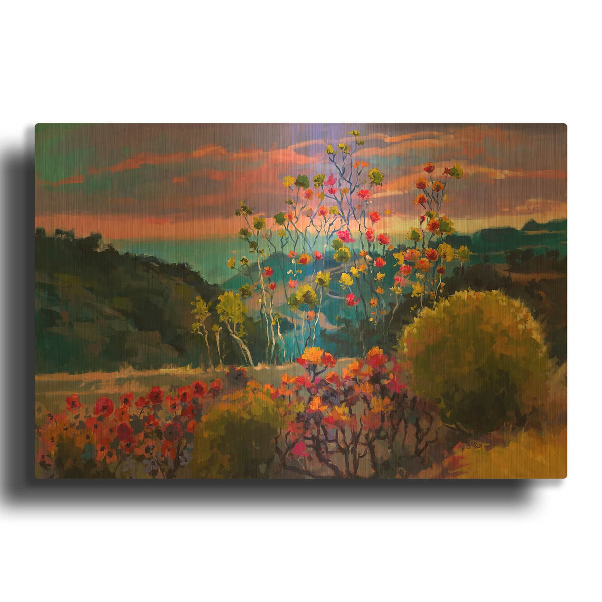 'Sunlit Horizon' By Sri Rao Gold Metal Wall Art