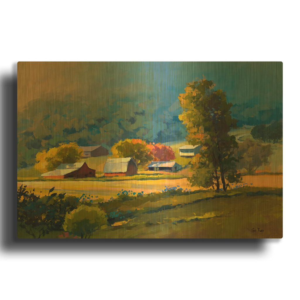 'Sunrise Symphony' By Sri Rao Gold Metal Wall Art