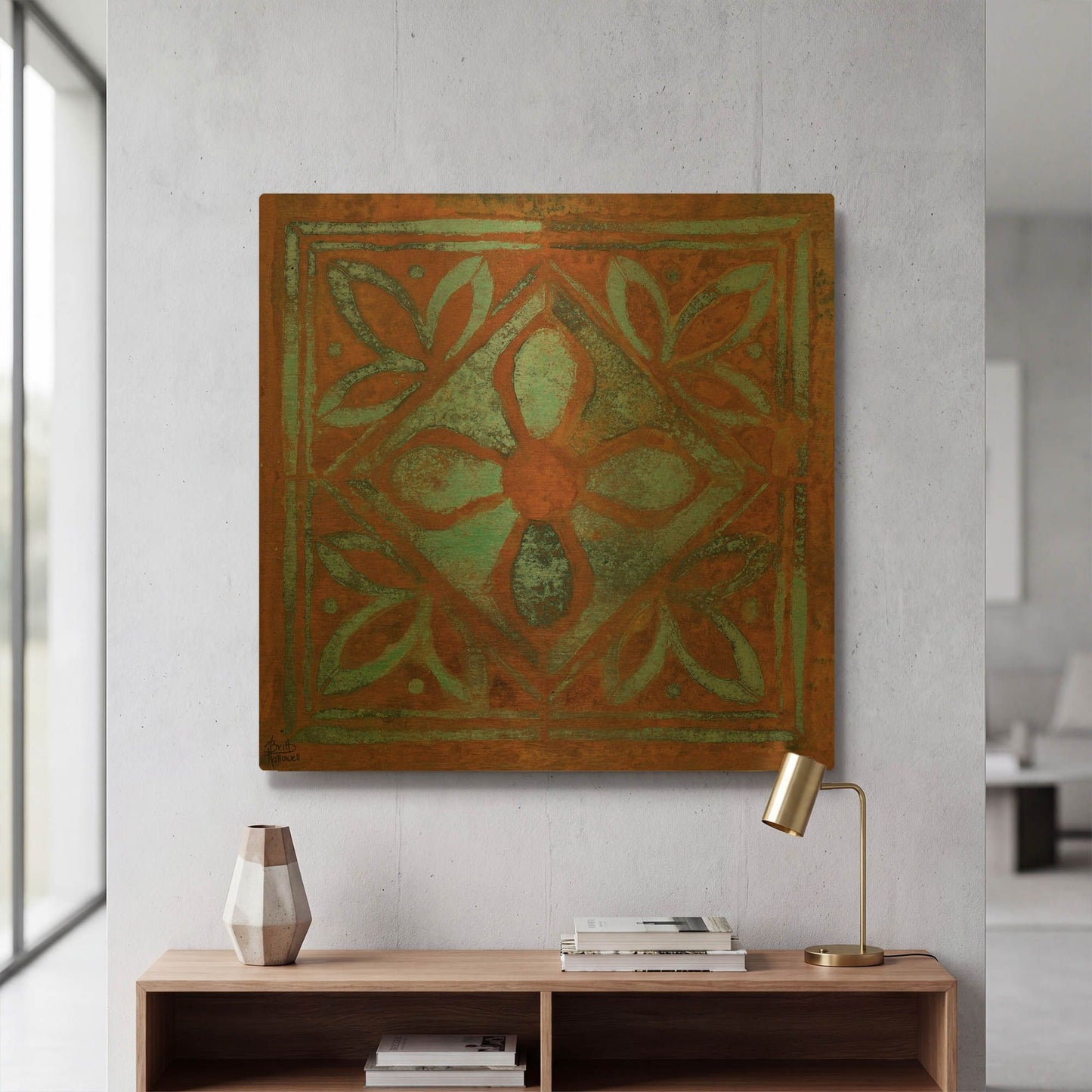 'Villa Tiles' By Britt Hallowell Gold Metal Wall Art