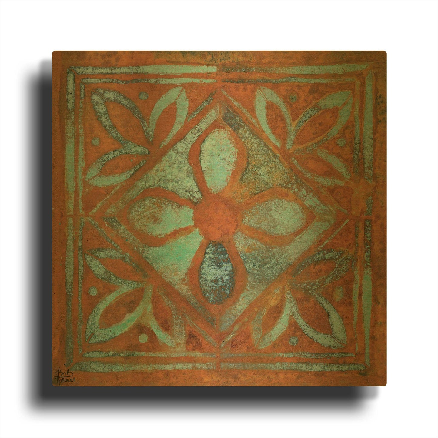 'Villa Tiles' By Britt Hallowell Gold Metal Wall Art