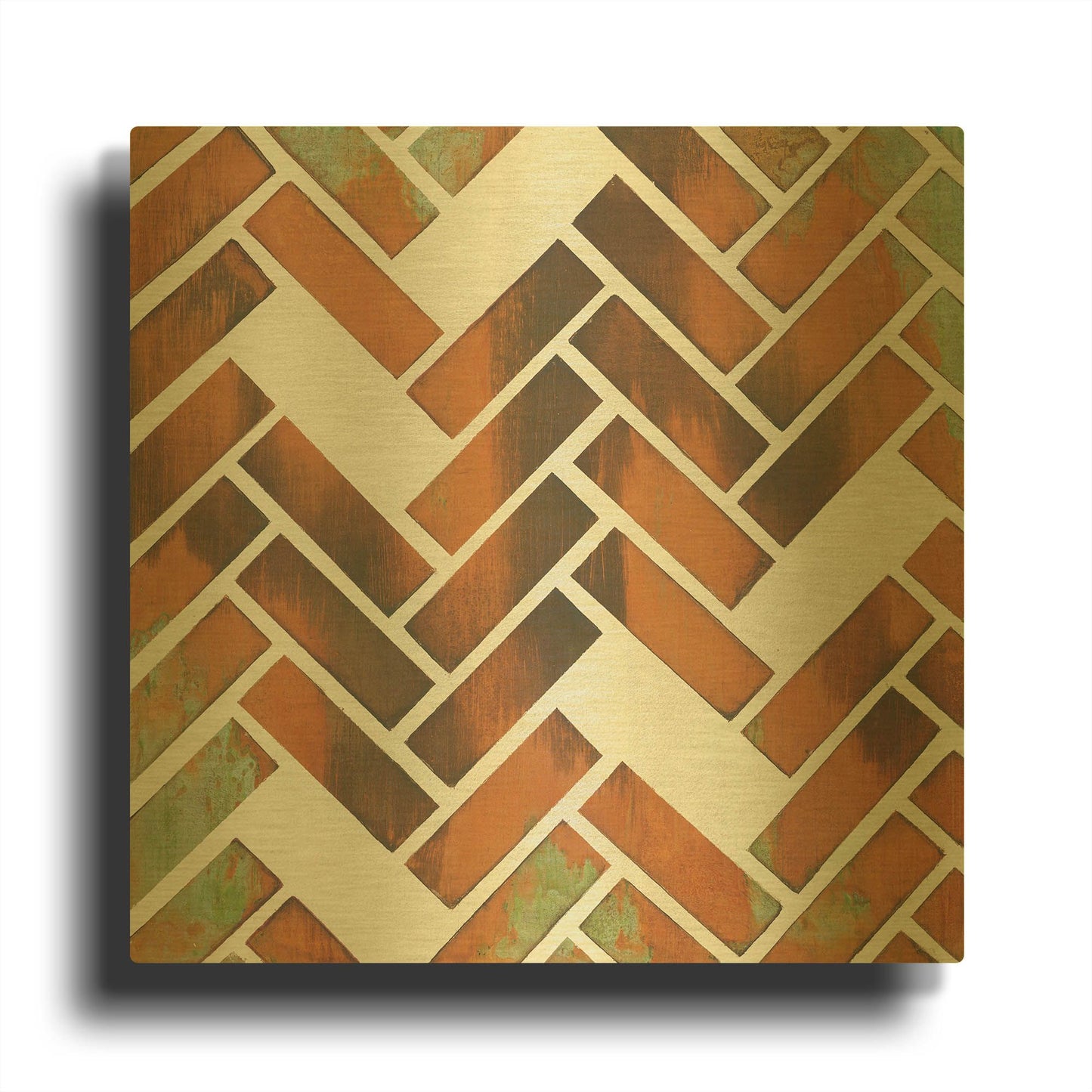 'Herringbone I' By Britt Hallowell Gold Metal Wall Art