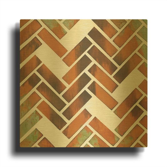 'Herringbone I' By Britt Hallowell Gold Metal Wall Art
