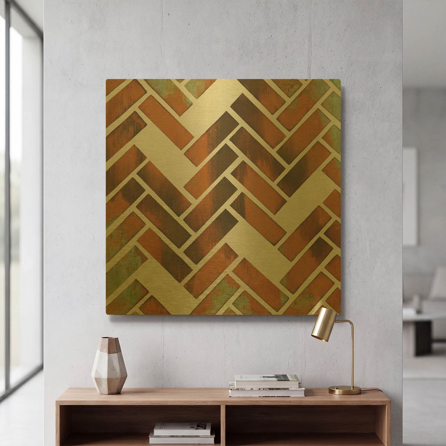 'Herringbone I' By Britt Hallowell Gold Metal Wall Art